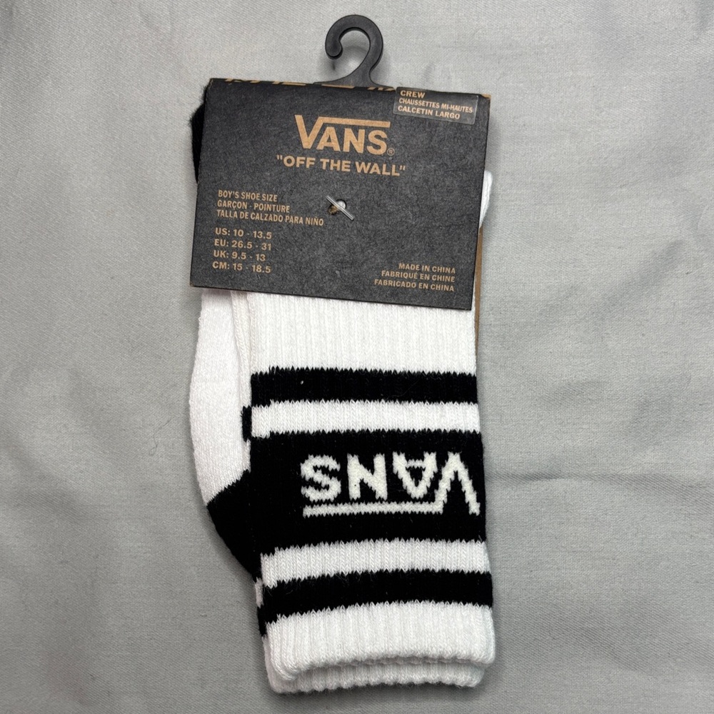 Vans Black and White Logo Crew Athletic Socks